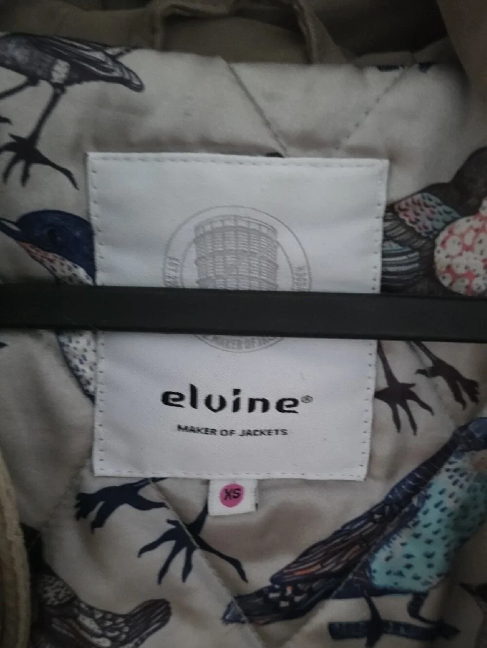 ELVINE Hooded Field Coat with Bird-Print Lining